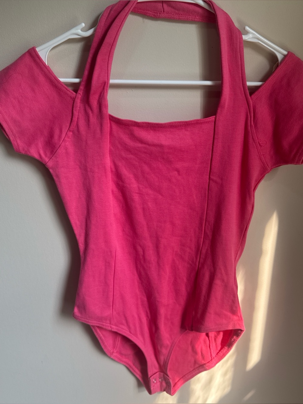 Women Pink Off-Shoulder One-Piece Bodysuit